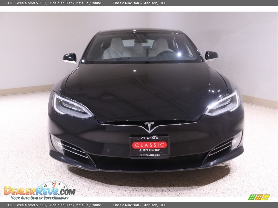 2018 Tesla Model S 75D Obsidian Black Metallic / White Photo #2