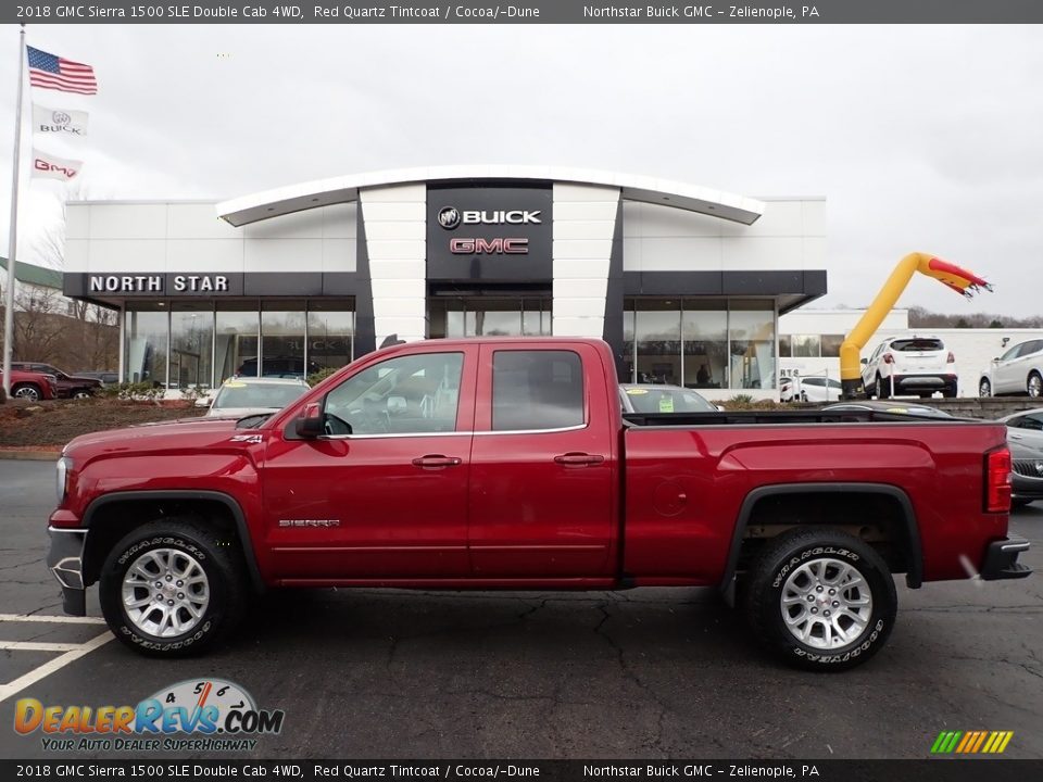 2018 GMC Sierra 1500 SLE Double Cab 4WD Red Quartz Tintcoat / Cocoa/­Dune Photo #12