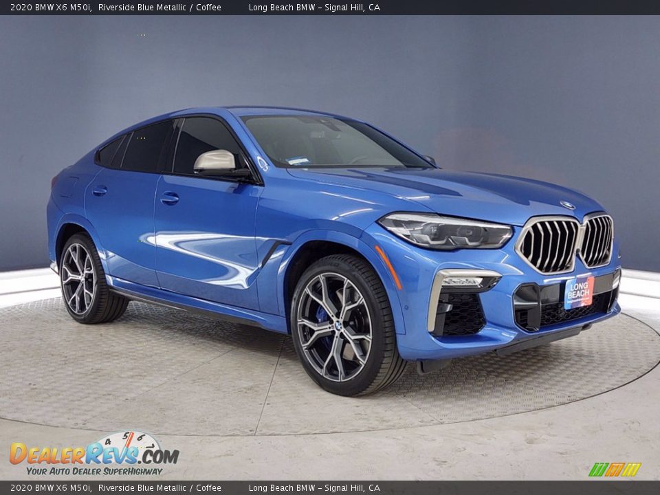 2020 BMW X6 M50i Riverside Blue Metallic / Coffee Photo #1