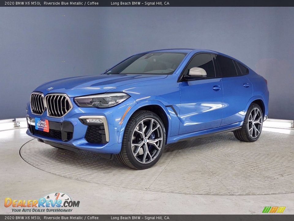 2020 BMW X6 M50i Riverside Blue Metallic / Coffee Photo #3