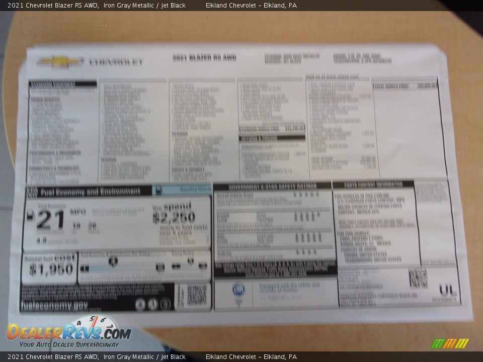 2021 Chevrolet Blazer RS AWD Iron Gray Metallic / Jet Black Photo #33