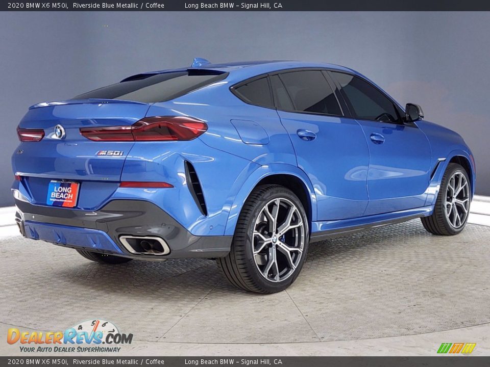 2020 BMW X6 M50i Riverside Blue Metallic / Coffee Photo #5