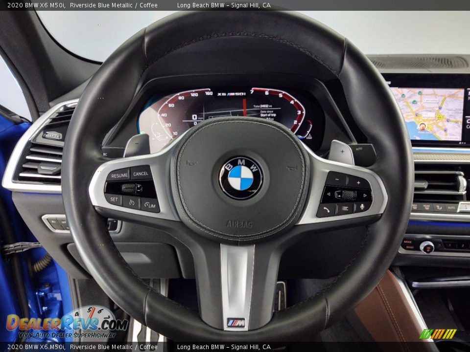 2020 BMW X6 M50i Riverside Blue Metallic / Coffee Photo #18