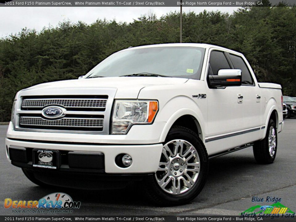2011 Ford F150 Platinum SuperCrew White Platinum Metallic Tri-Coat / Steel Gray/Black Photo #1