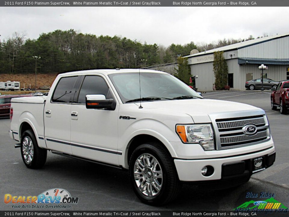 2011 Ford F150 Platinum SuperCrew White Platinum Metallic Tri-Coat / Steel Gray/Black Photo #7
