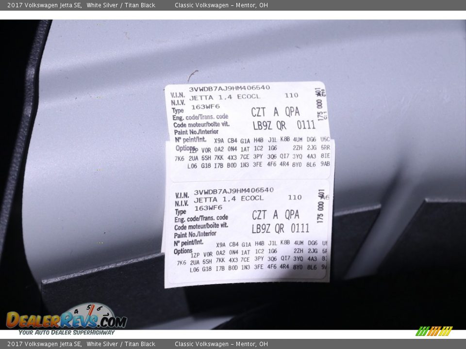 2017 Volkswagen Jetta SE White Silver / Titan Black Photo #18