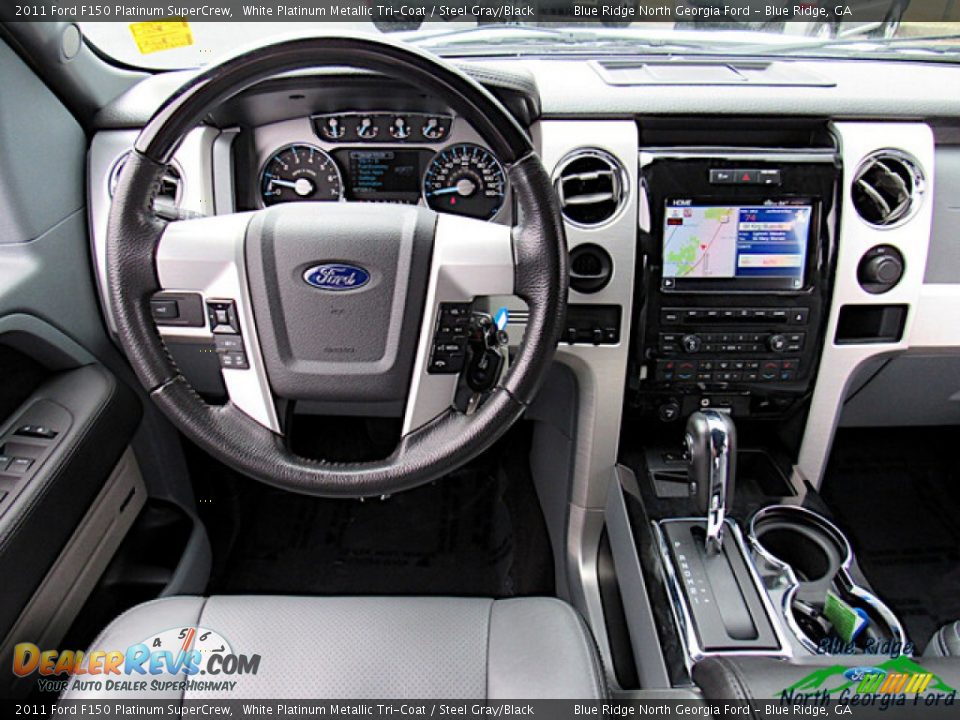 2011 Ford F150 Platinum SuperCrew White Platinum Metallic Tri-Coat / Steel Gray/Black Photo #17