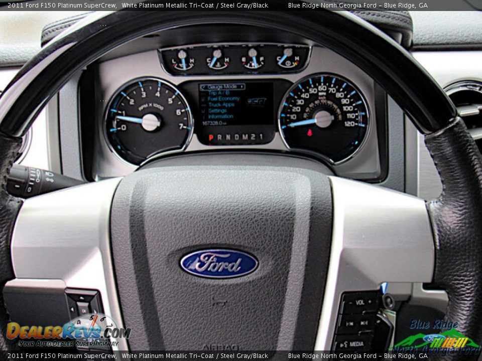 2011 Ford F150 Platinum SuperCrew White Platinum Metallic Tri-Coat / Steel Gray/Black Photo #19