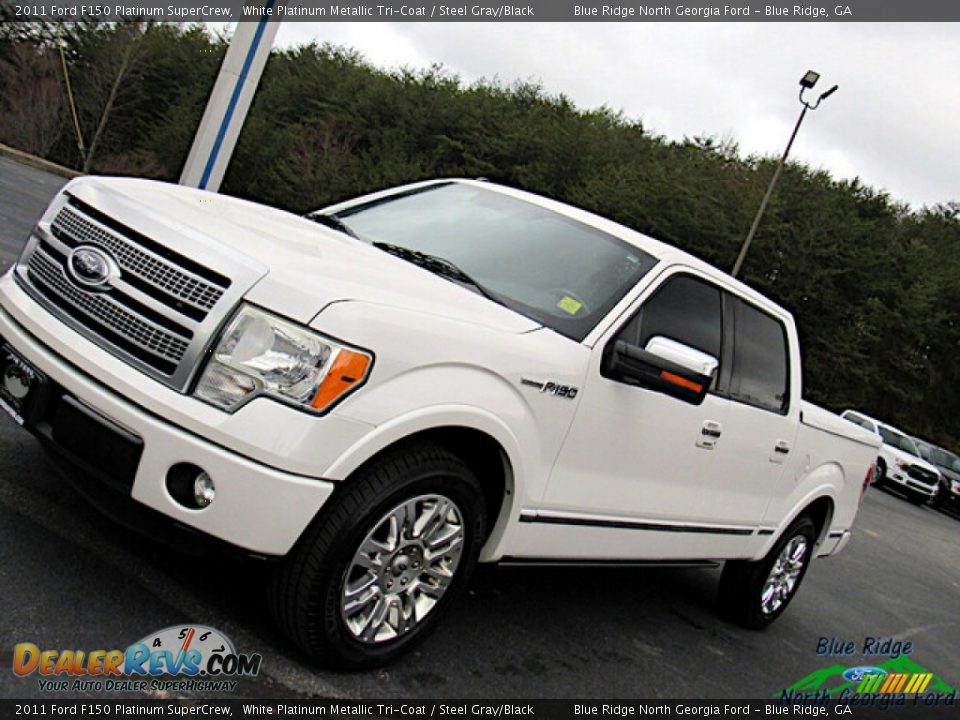 2011 Ford F150 Platinum SuperCrew White Platinum Metallic Tri-Coat / Steel Gray/Black Photo #28