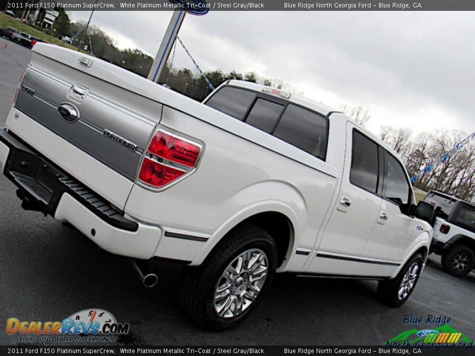 2011 Ford F150 Platinum SuperCrew White Platinum Metallic Tri-Coat / Steel Gray/Black Photo #30