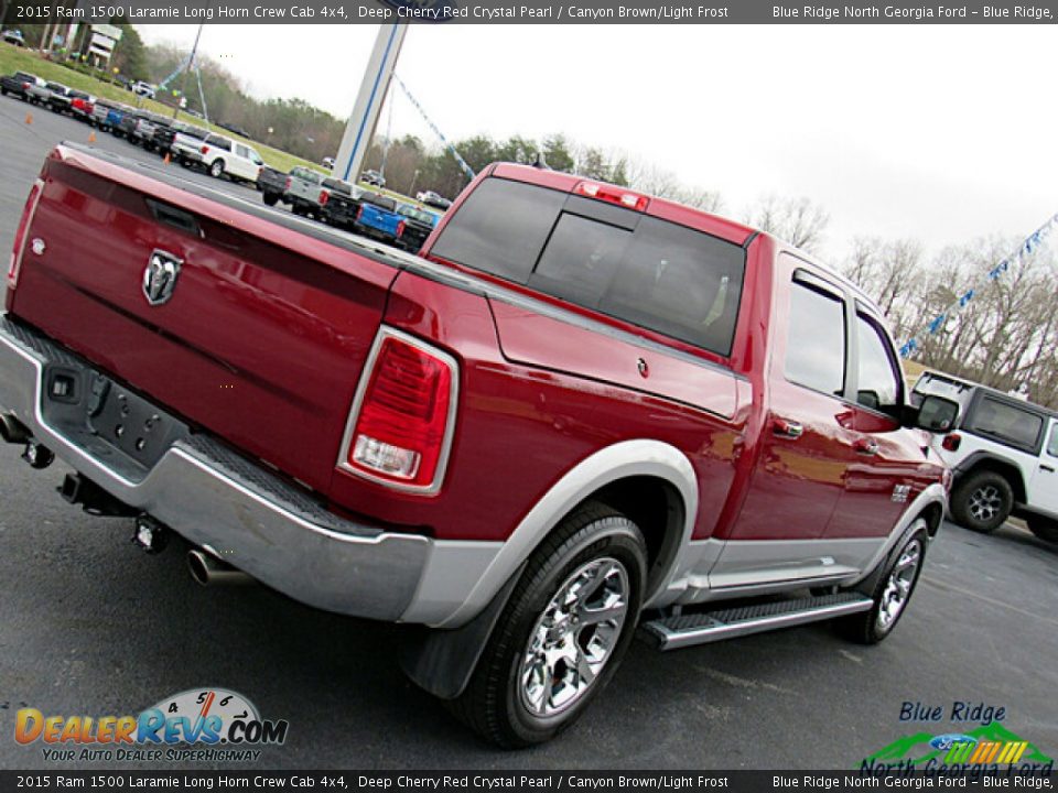 2015 Ram 1500 Laramie Long Horn Crew Cab 4x4 Deep Cherry Red Crystal Pearl / Canyon Brown/Light Frost Photo #28