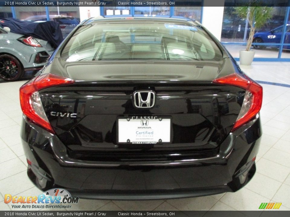 2018 Honda Civic LX Sedan Burgundy Night Pearl / Gray Photo #8