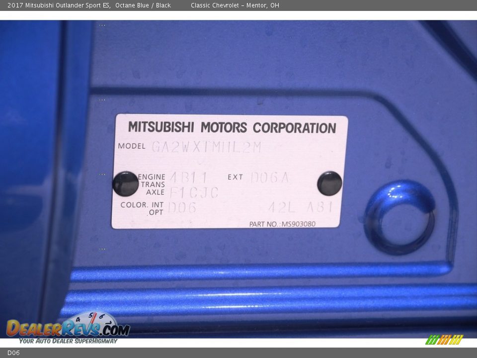 Mitsubishi Color Code D06 Octane Blue