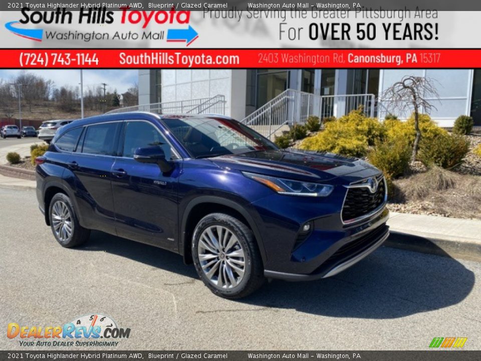 2021 Toyota Highlander Hybrid Platinum AWD Blueprint / Glazed Caramel Photo #1