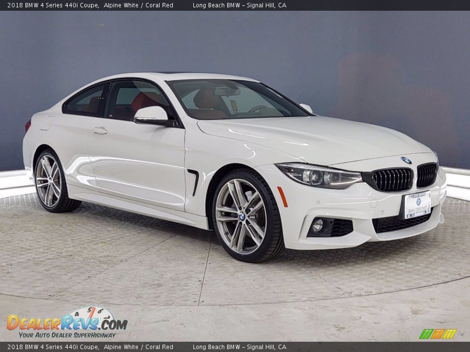 2018 BMW 4 Series 440i Coupe Alpine White / Coral Red Photo #1