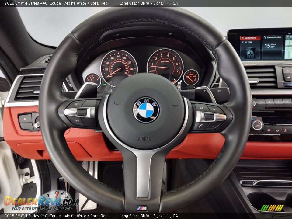 2018 BMW 4 Series 440i Coupe Alpine White / Coral Red Photo #18