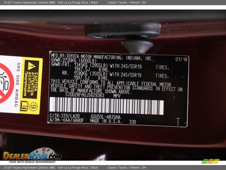 2018 Toyota Highlander Limited AWD Ooh La La Rouge Mica / Black Photo #23