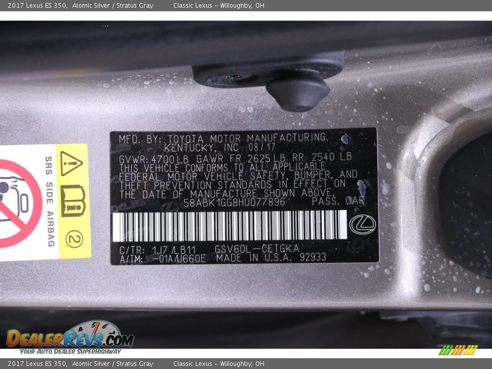 2017 Lexus ES 350 Atomic Silver / Stratus Gray Photo #24