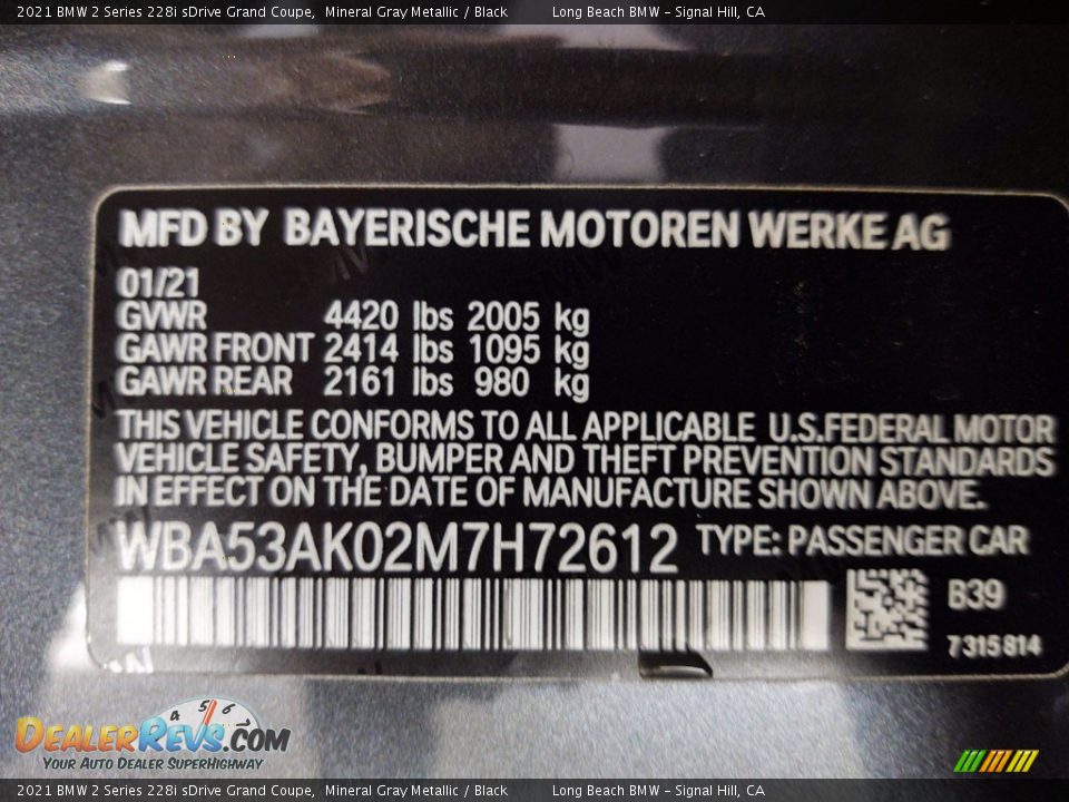 2021 BMW 2 Series 228i sDrive Grand Coupe Mineral Gray Metallic / Black Photo #26