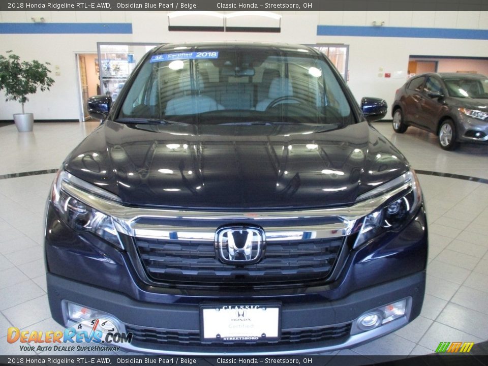 2018 Honda Ridgeline RTL-E AWD Obsidian Blue Pearl / Beige Photo #2