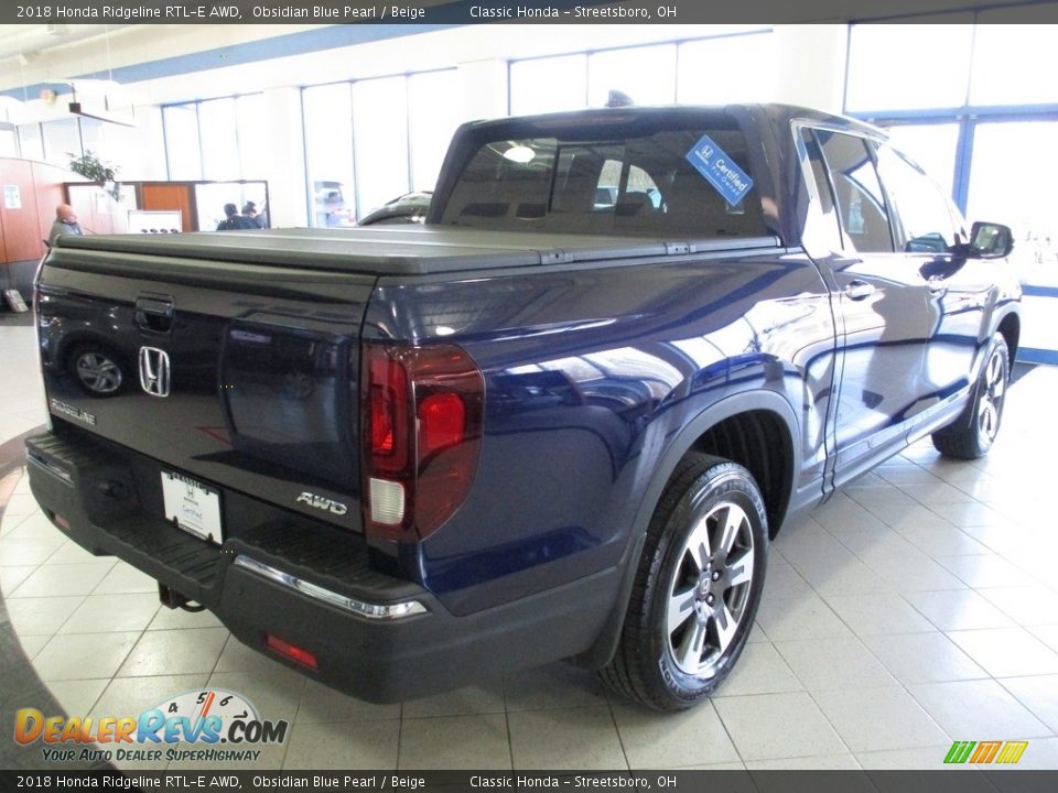 2018 Honda Ridgeline RTL-E AWD Obsidian Blue Pearl / Beige Photo #7