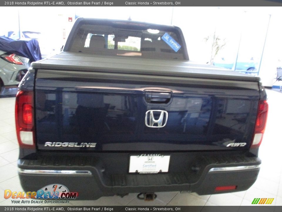 2018 Honda Ridgeline RTL-E AWD Obsidian Blue Pearl / Beige Photo #8