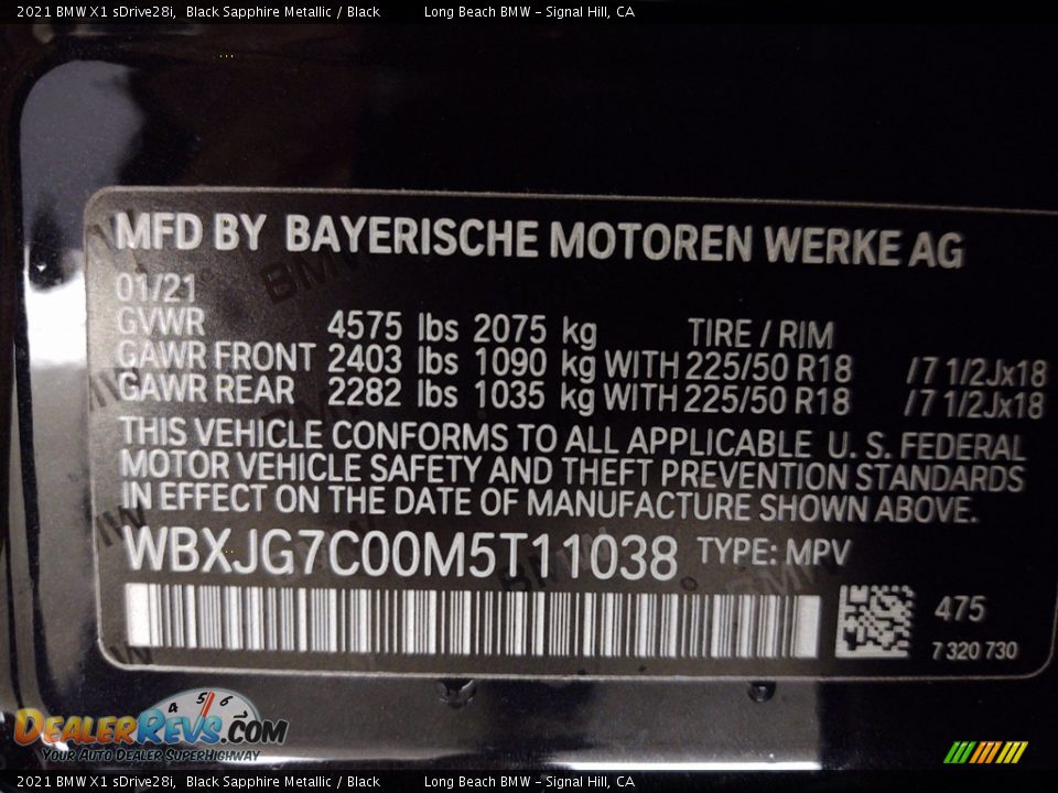 2021 BMW X1 sDrive28i Black Sapphire Metallic / Black Photo #26