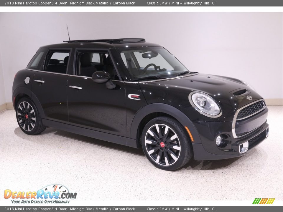 2018 Mini Hardtop Cooper S 4 Door Midnight Black Metallic / Carbon Black Photo #1