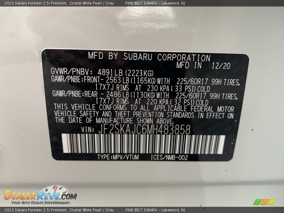 2021 Subaru Forester 2.5i Premium Crystal White Pearl / Gray Photo #14