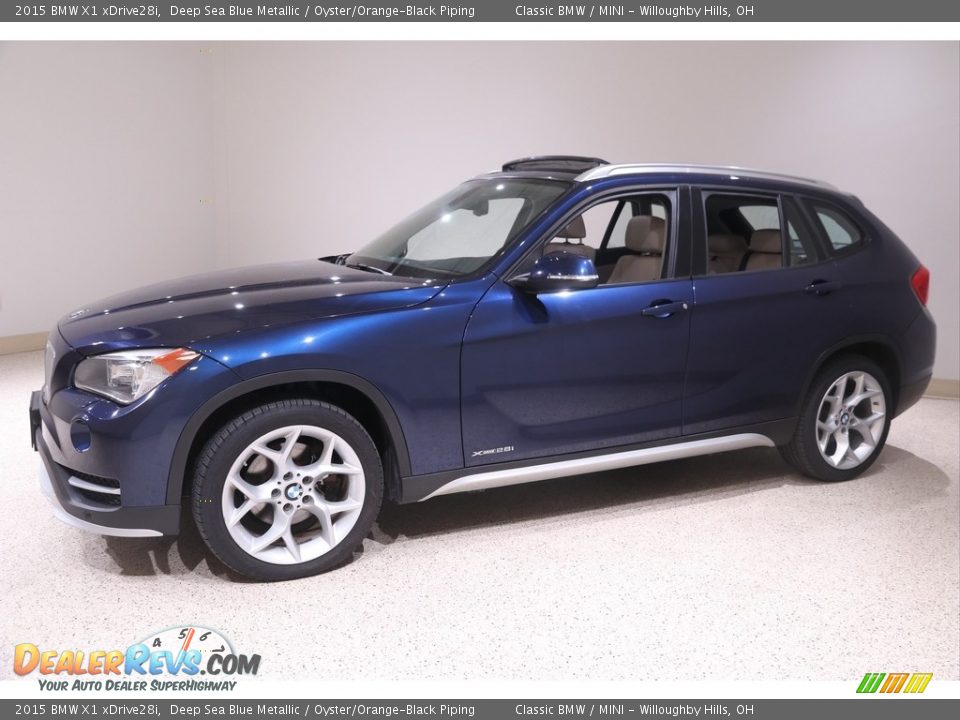 2015 BMW X1 xDrive28i Deep Sea Blue Metallic / Oyster/Orange-Black Piping Photo #3