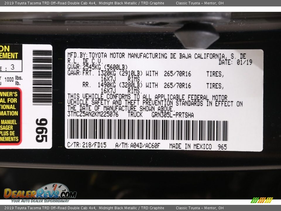2019 Toyota Tacoma TRD Off-Road Double Cab 4x4 Midnight Black Metallic / TRD Graphite Photo #20