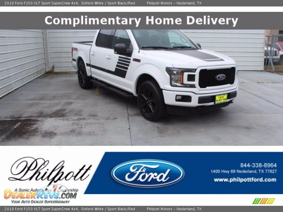 2019 Ford F150 XLT Sport SuperCrew 4x4 Oxford White / Sport Black/Red Photo #1