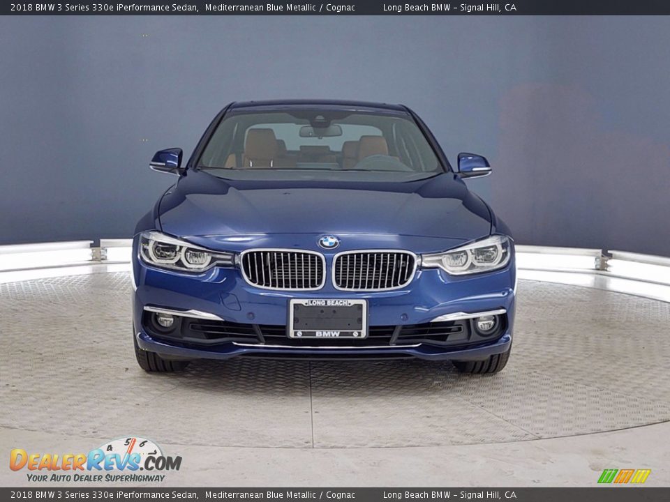 2018 BMW 3 Series 330e iPerformance Sedan Mediterranean Blue Metallic / Cognac Photo #2