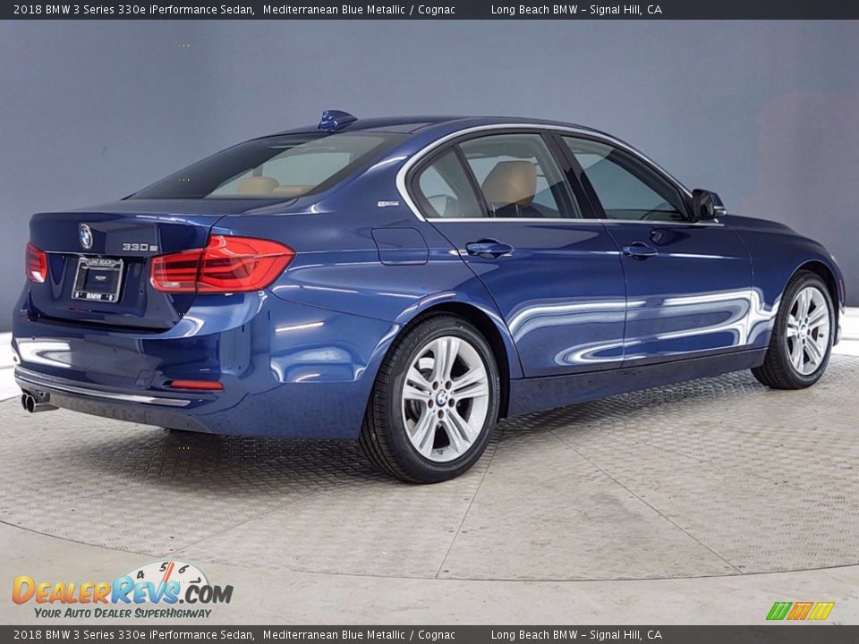 2018 BMW 3 Series 330e iPerformance Sedan Mediterranean Blue Metallic / Cognac Photo #5