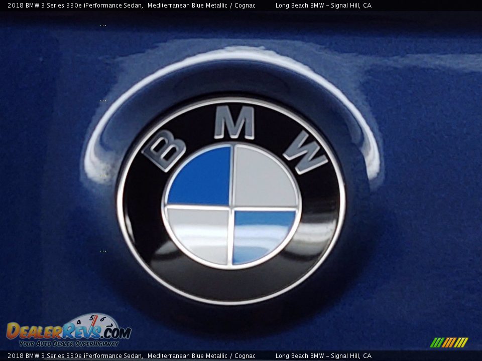 2018 BMW 3 Series 330e iPerformance Sedan Mediterranean Blue Metallic / Cognac Photo #10