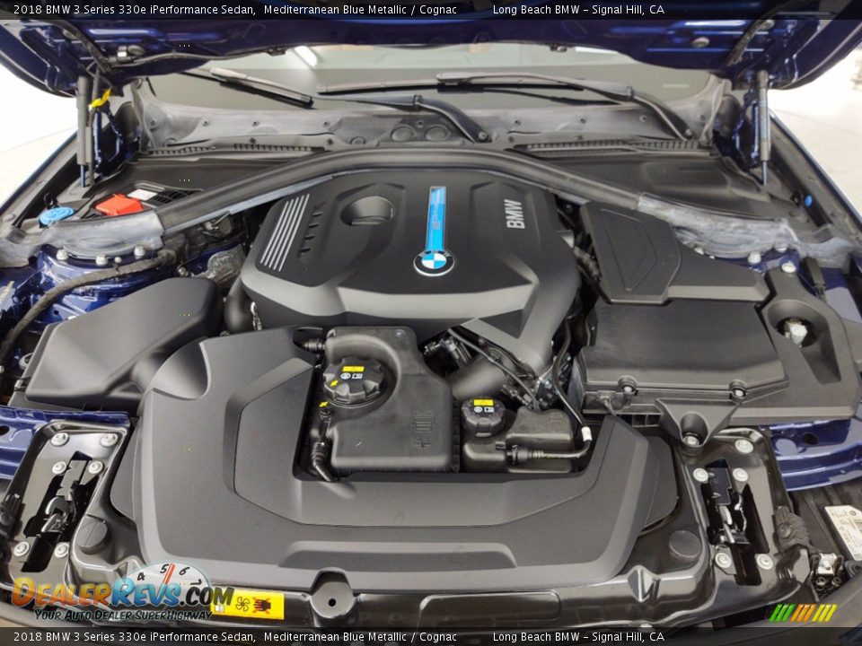 2018 BMW 3 Series 330e iPerformance Sedan Mediterranean Blue Metallic / Cognac Photo #12