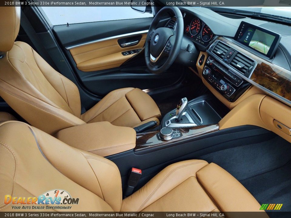 2018 BMW 3 Series 330e iPerformance Sedan Mediterranean Blue Metallic / Cognac Photo #33