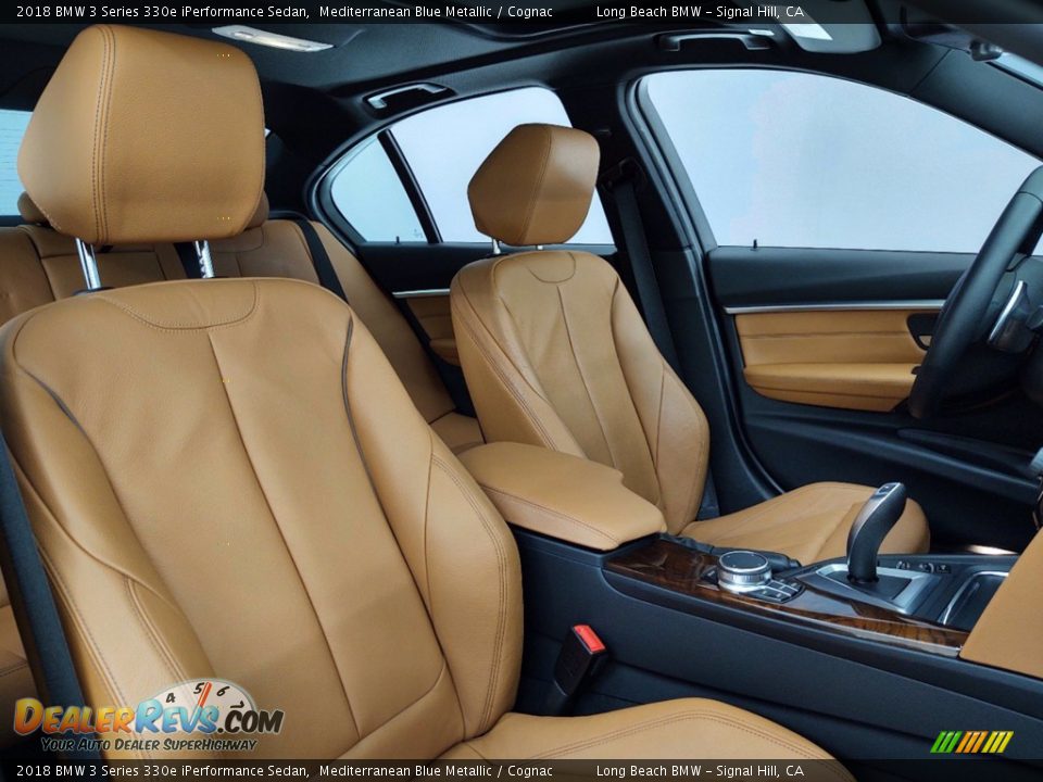 2018 BMW 3 Series 330e iPerformance Sedan Mediterranean Blue Metallic / Cognac Photo #34