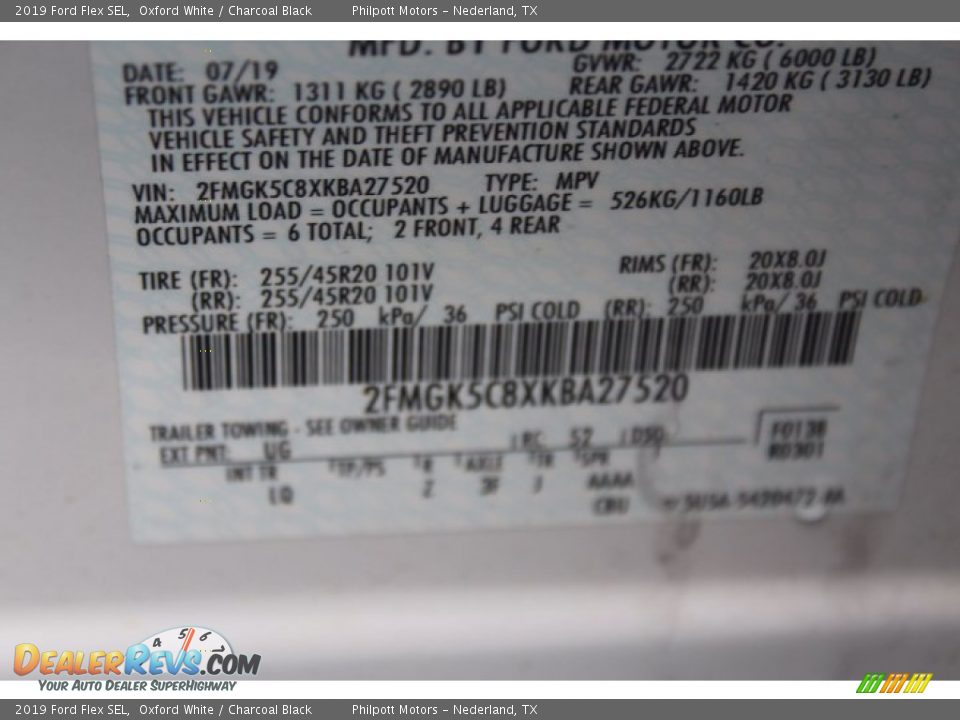 2019 Ford Flex SEL Oxford White / Charcoal Black Photo #29