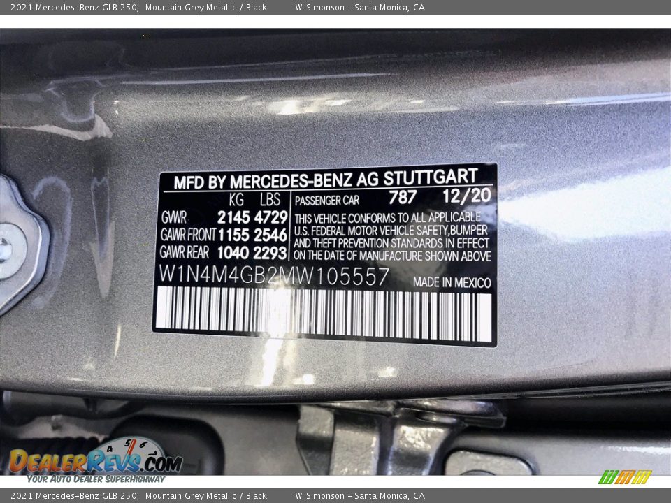 2021 Mercedes-Benz GLB 250 Mountain Grey Metallic / Black Photo #12
