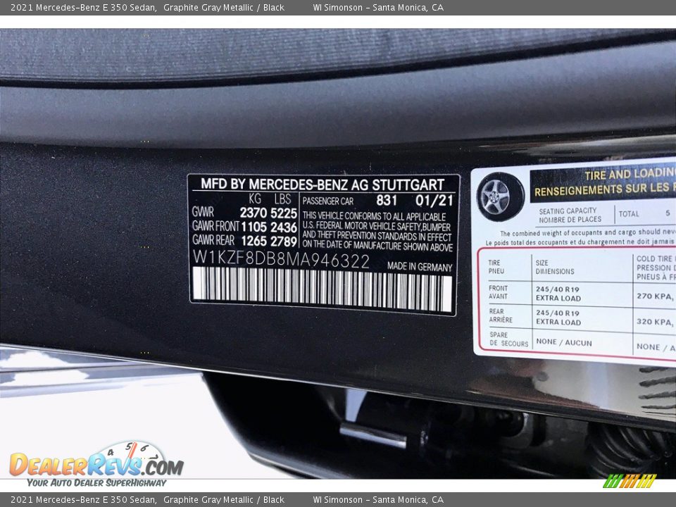 2021 Mercedes-Benz E 350 Sedan Graphite Gray Metallic / Black Photo #12