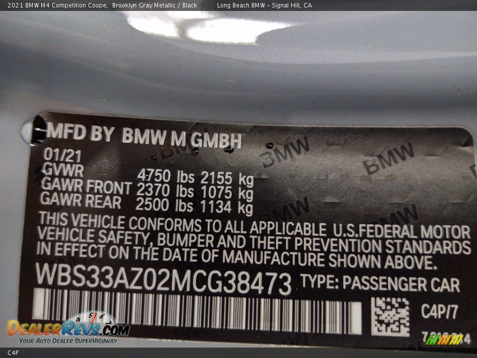 BMW Color Code C4P Brooklyn Gray Metallic