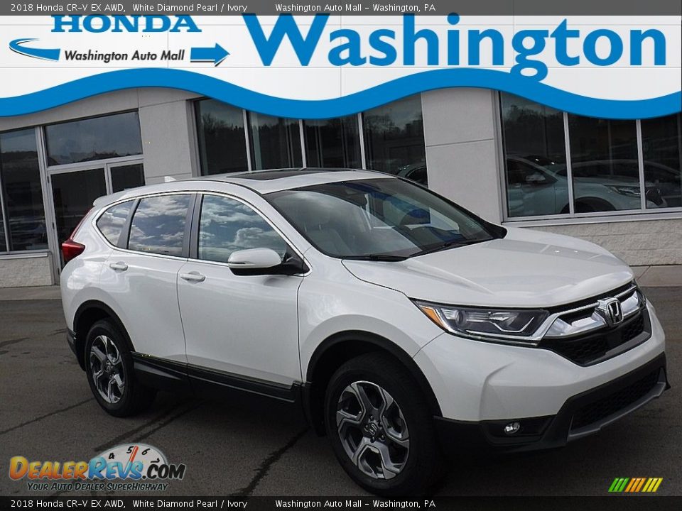 2018 Honda CR-V EX AWD White Diamond Pearl / Ivory Photo #1