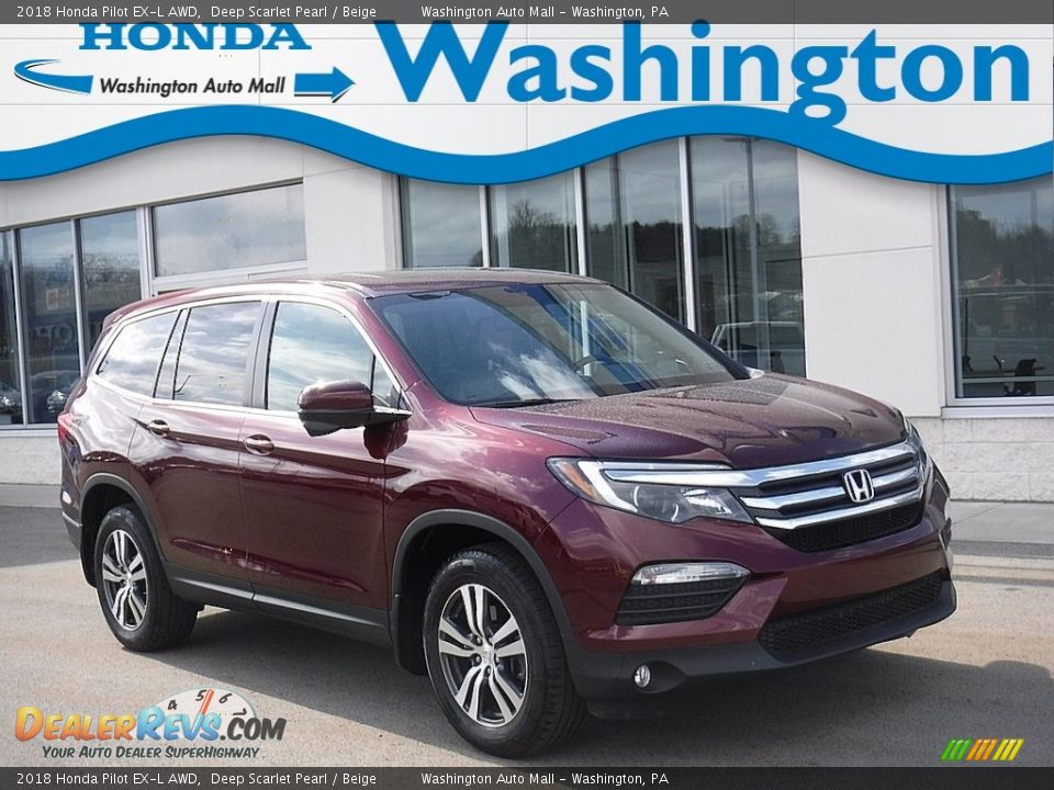 2018 Honda Pilot EX-L AWD Deep Scarlet Pearl / Beige Photo #1