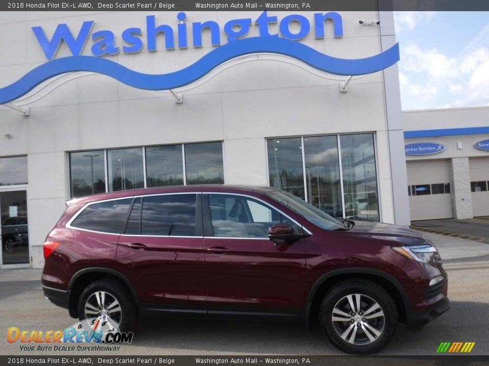 2018 Honda Pilot EX-L AWD Deep Scarlet Pearl / Beige Photo #2