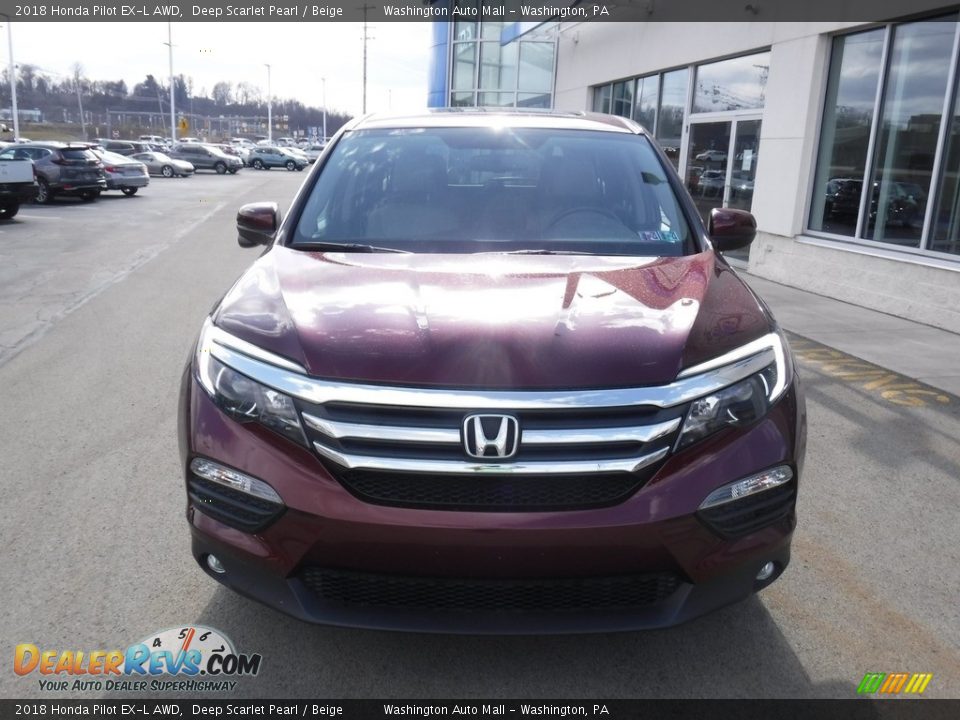 2018 Honda Pilot EX-L AWD Deep Scarlet Pearl / Beige Photo #5