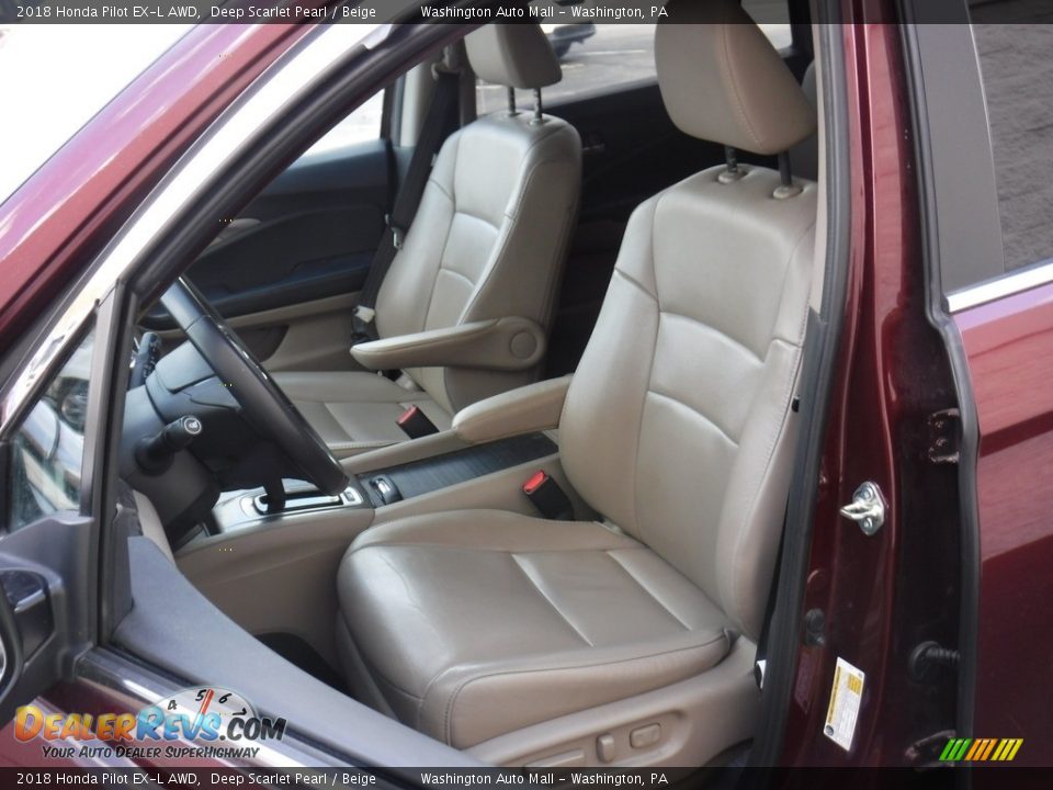 2018 Honda Pilot EX-L AWD Deep Scarlet Pearl / Beige Photo #14