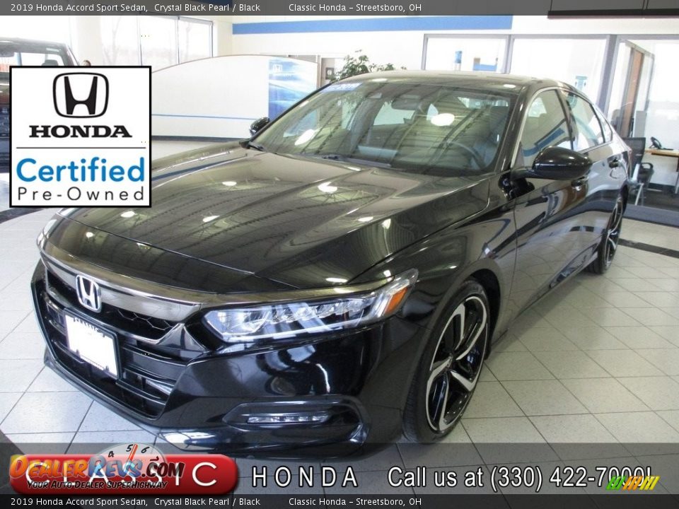 2019 Honda Accord Sport Sedan Crystal Black Pearl / Black Photo #1
