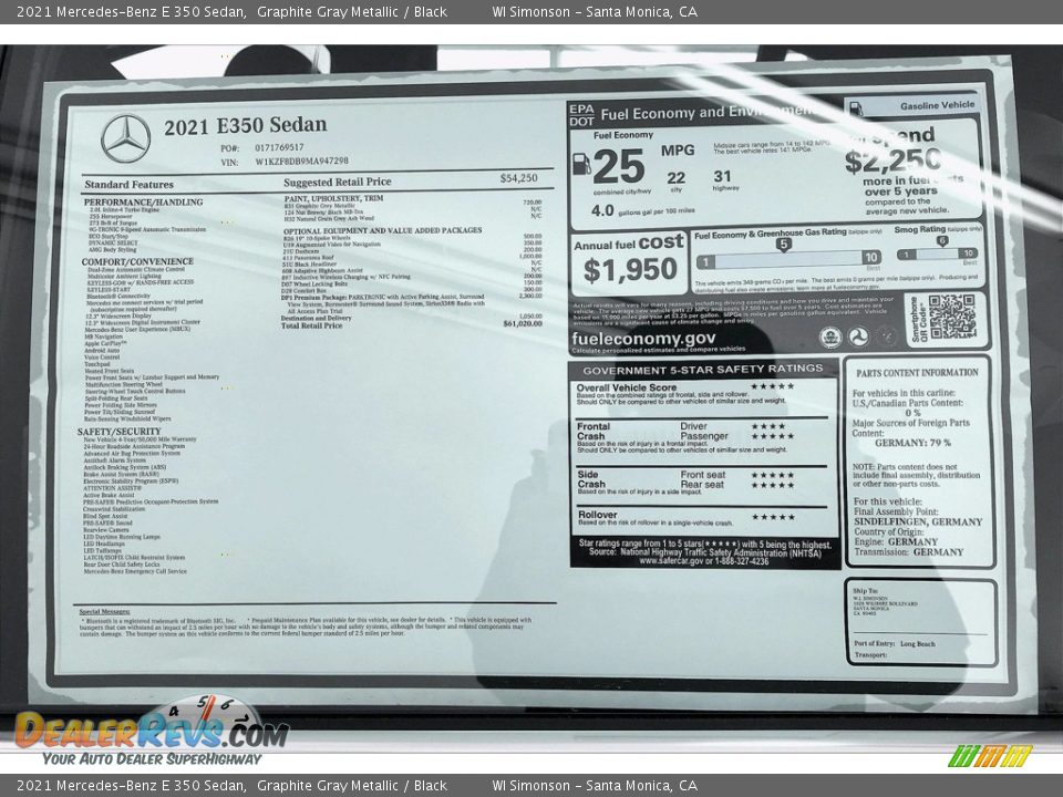 2021 Mercedes-Benz E 350 Sedan Graphite Gray Metallic / Black Photo #11