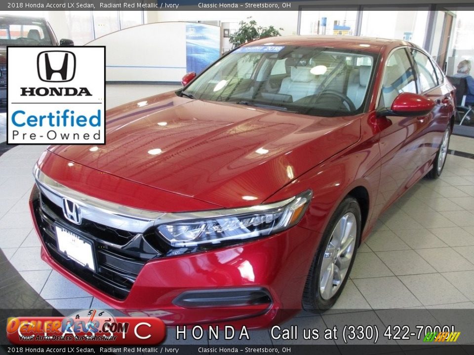 2018 Honda Accord LX Sedan Radiant Red Metallic / Ivory Photo #1